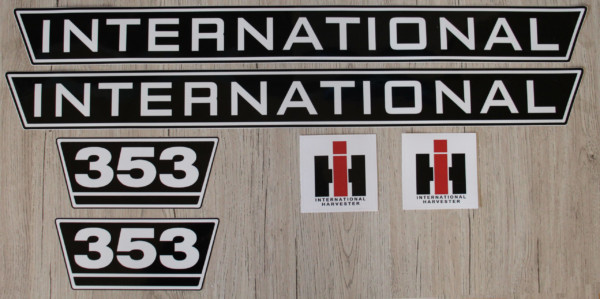 IHC International 353 Aufkleber schwarz weiss groß