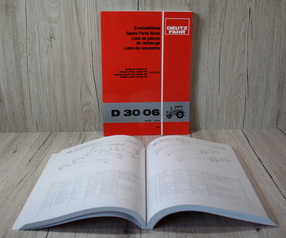 Deutz D 3006 Traktor Ersatzteilliste Spare Parts Book 1980 
