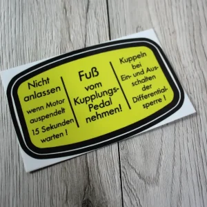 Deutz FL F1L612 F2L612 D Aufkleber Fuß vom Kupplungspedal – 1 (DA260)