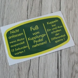 Deutz FL F1L612 F2L612 D Aufkleber Fuß vom Kupplungspedal – 2 (DA261g)