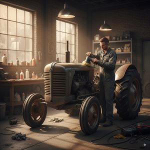Traktor Oldtimer-Lackpflege