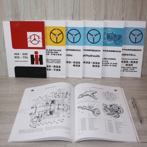 IHC 433/533/633/733 Komplett-Paket – ab 4.82 Werkstatthandbuch + Motor + Hydraulik + Ersatzteile + Getriebe+ Betriebsanleitung